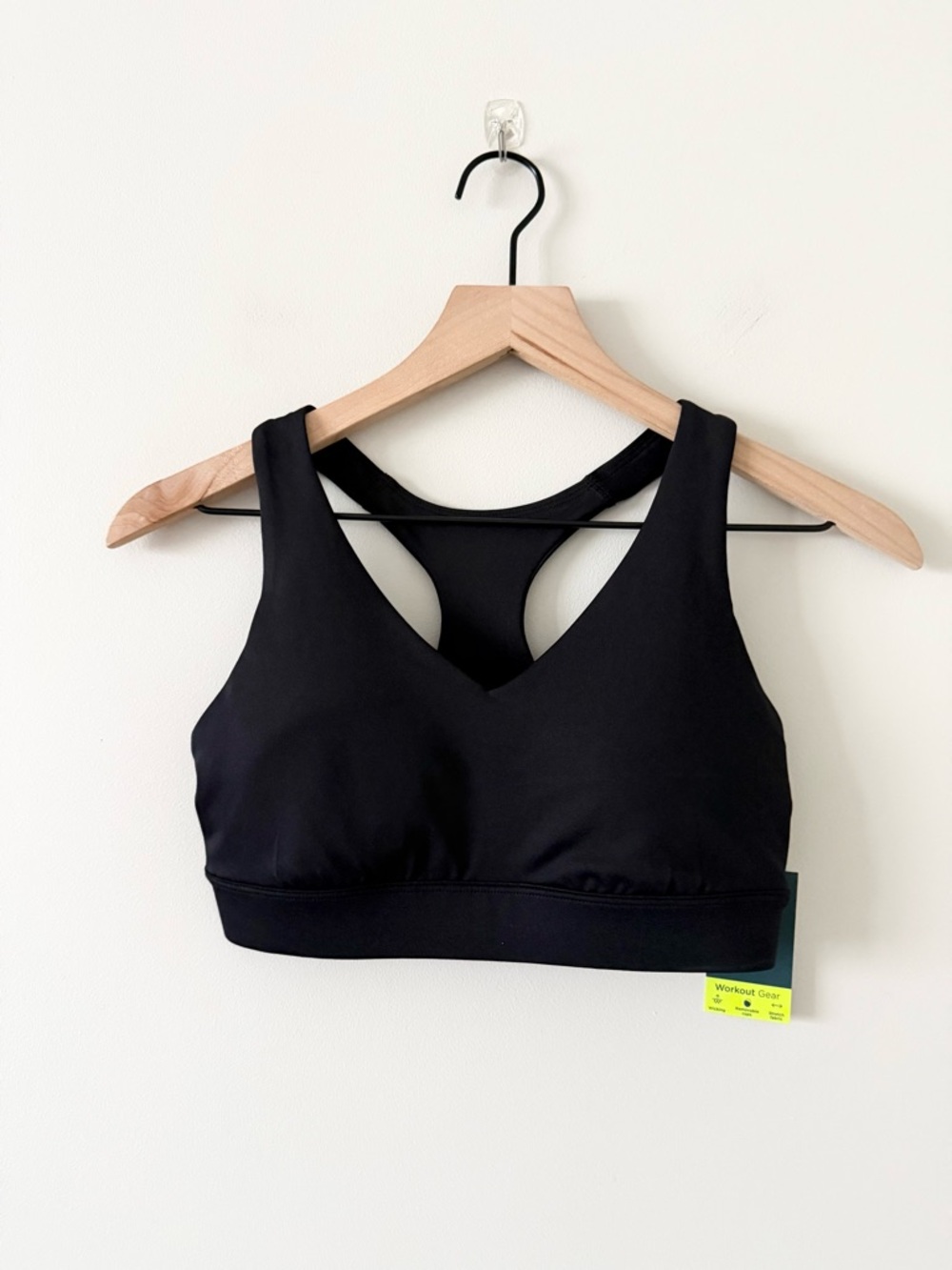 NWT Tek Gear Black Racer Back Sports Bra Light Support Size S